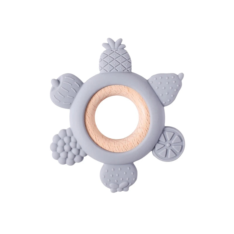 Baby rattle and chew toy for sensory exploration